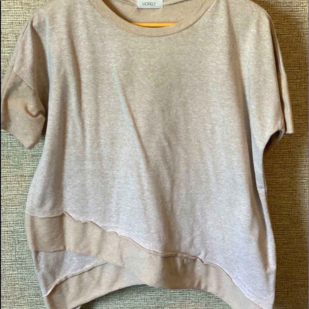 Small ,tan, Tee, with cut out